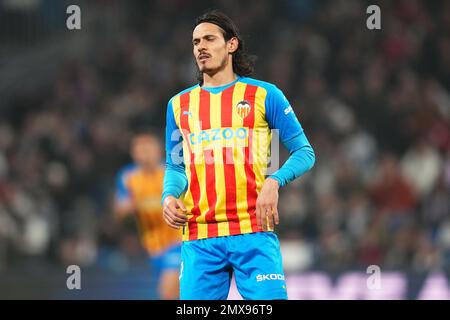 Madrid, Spanien. 02/02/2023, Edinsosn Cavani von Valencia CF während des Spiels La Liga zwischen Real Madrid und Valencia CF, gespielt am 2. Februar 2023 im Santiago Bernabeu Stadion in Madrid, Spanien. (Foto: Bagu Blanco / PRESSIN) Stockfoto