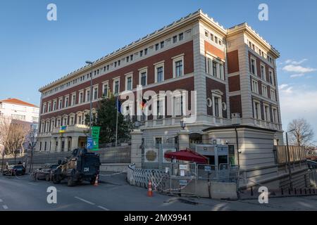 2. Februar 2023: Das deutsche Generalkonsulat im Bezirk Beyoglu in Istanbul ist wegen möglicher Proteste und Terrorismus am 2. Februar 2023 in Istanbul, Turkiye, vorübergehend für Besucher geschlossen. Nach Deutschland, England, den Niederlanden, Italien, Belgien und Frankreich, Das Generalkonsulat der Schweiz in Istanbul kündigte an, dass es aus Sicherheitsgründen bis zu einer zweiten Ankündigung geschlossen wird. (Kreditbild: © Tolga Ildun/ZUMA Press Wire) NUR REDAKTIONELLE VERWENDUNG! Nicht für den kommerziellen GEBRAUCH! Stockfoto