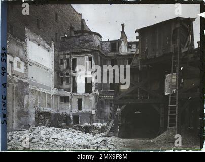 Paris (9. Arr.), Frankreich die Erweiterung des Boulevard Haussmann, Abriss rue Taitabout, Stockfoto