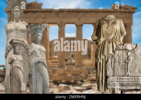 Geweiht der Göttin Athena Parthenos, ist der Parthenon (Athen, Griechenland) einer der wichtigsten dorischen Tempel der Welt Stockfoto