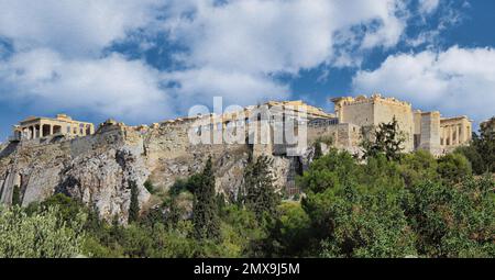 Die Agora von Athen war das kommerzielle, politische und finanzielle Herz der antiken Stadt, das schlagende Herz von Athen, wo der Markt stattfand. Stockfoto