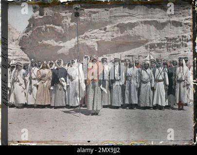 (Französisch - Quweira , Arabie ( actuelle Jordanie ) Combattants des Forces arabes du royaume du Hedjaz). Stockfoto