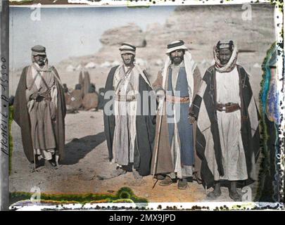 (Französisch - Quweira , Arabie ( actuelle Jordanie ) Combattants des Forces arabes du royaume du Hedjaz). Stockfoto