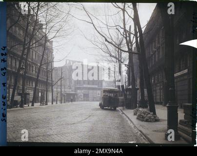 Paris (9. Arr.), Frankreich die Bohrung des Boulevard Haussmann auf der Höhe der Rue Taitabout, Stockfoto