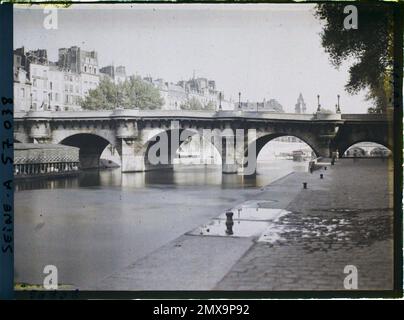 Paris (Ier-Vie Arr.), France Vue du Pont-Neuf vom Quai de Conti in Richtung Quai des Orfèvres auf der Insel Cité, Stockfoto