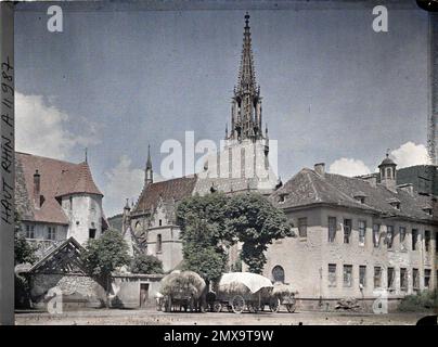 Thann, Haut-Rhin, Elsass, Frankreich Place , 1917 - Elsass - Paul Castelnau (fotografischer Teil der Armeen) - (Juni) Stockfoto