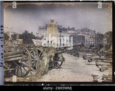 Paris (8. Arr.), Frankreich das Cenotaph zu Ehren der Toten für das Vaterland und die Kanonen, die für die Siegesfeier vom 13. Juli und 14. Place de l'Etoile ausgestellt wurden, Stockfoto