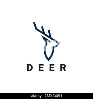 Monolin-Logo-Design-Vektorvorlage für Hirsche Stock Vektor