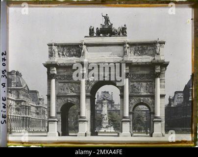 Paris (1. Arr.), Frankreich Arc de Triomphe du Carrousel, das Denkmal für Gambetta und den Louvre, Stockfoto