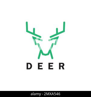Monolin-Logo-Design-Vektorvorlage für Hirsche Stock Vektor