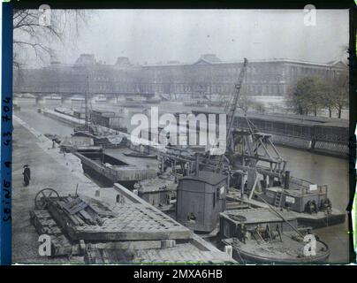 Paris (1. Arr.), Frankreich Barrage de la Monnaie vom Kai Contis zum Louvre, Stockfoto