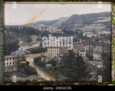 Bern, Schweizer Panorama in der Stadt Bern und Gurten von der Terrasse des Bundespalasts 1911 - Schweiz - Auguste Léon Stockfoto