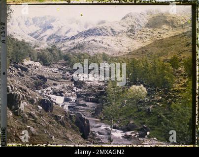 Massif du Taishan, China zwischen HongMangerg ("Tempel der Roten Tür") und Wanxianlou ("Pavillon der zehntausend Unsterblichen"), 1913 - China - Stéphane Passet Stockfoto