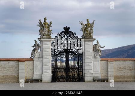 Hofpalast, Barockgarten, Tor, Hofpalast, Niederösterreich, Österreich Stockfoto