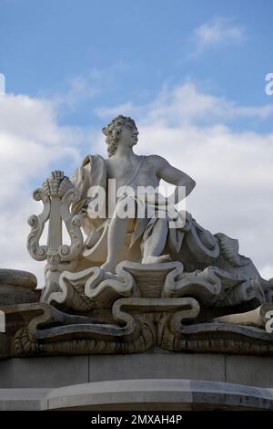 Hofpalast, Barockgarten, Große Kaskade, Figur, Hofpalast, Niederösterreich, Österreich Stockfoto