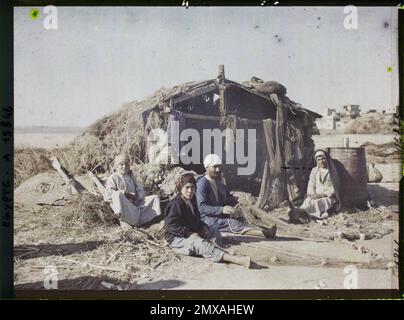 Rund um Port-Said, Ägypten, afrikanische Fischer am See Menzaleh , 1918 - Naher Osten, Ägypten, Palästina, Zypern - Paul Castelnau (fotografischer Teil der Armeen) - (Januar 9 - Oktober 6) Stockfoto