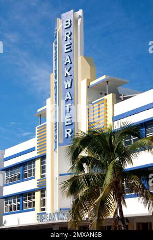 Art déco-Viertel rund um den Ocean Drive in Miami Beach, Miami Beach, Florida, USA Stockfoto
