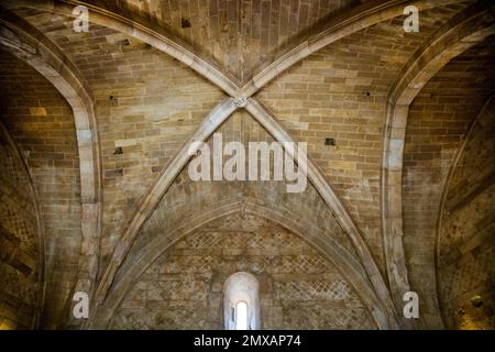 Das Innere des Schlosses, Wahrzeichen der Region, Castel del Monte, Apulien, Castel del Monte, Apulien, Italien Stockfoto