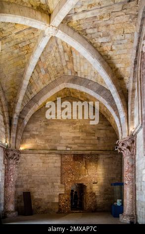 Das Innere des Schlosses, Wahrzeichen der Region, Castel del Monte, Apulien, Castel del Monte, Apulien, Italien Stockfoto