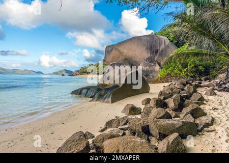 Anse Source d'Argent Beach auf der Insel La Digue auf den Seychellen Stockfoto