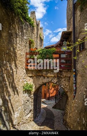 Altstadt von Malcesine am Monte Baldo, Gardasee, Italien, Malcesine, Gardasee, Italien Stockfoto