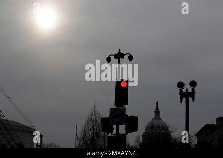 Washington, Vereinigte Staaten. 02. Februar 2023. Das Kapitol in Washington, DC, Donnerstag, 2. Februar 2023. Kredit: Julia Nikhinson/CNP/dpa/Alamy Live News Stockfoto