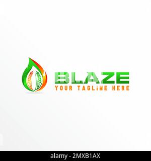 Blatt und Weizen mit Feuer oder Flamme Grafik Symbol Logo Design abstraktes Konzept Vektormaterial. Kann als Symbol im Zusammenhang mit der Natur verwendet werden. Stock Vektor