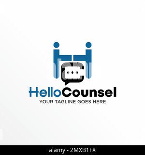 Brief oder Wort HC Schriftart mit Menschen und Chat oder Gespräch Bild Symbol Symbol Logo Design abstraktes Konzept Vektormaterial Initial oder Kommunikation. Stock Vektor