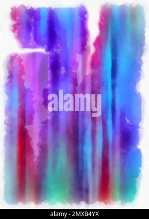 Abstrakter, farbenfroher digitaler Maleffekt, der aus einem verlaufenden Hintergrund in Pink, Blau und Violett erzeugt wird. Stockfoto