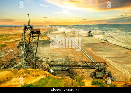 Open Cast Mining Brown Coal, Hambach, Deutschland Stockfoto