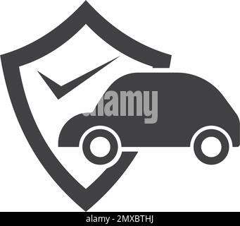 Autoversicherung Symbol Vektorwagen mit Schild Stock Vektor
