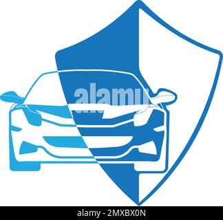 Autoversicherung Symbol Vektorwagen mit Schild Stock Vektor