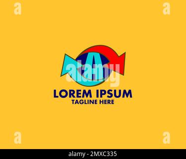 Moderner und minimalistischer Anfangsbuchstabe A mit Reload Refresh Repeat Rotate Restart Symbol Logo-Design Stock Vektor