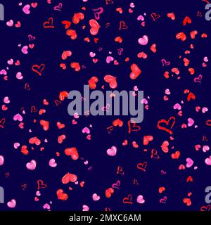 Nahtloser Hintergrund Mit Herzmuster. Handgezeichnete Nahtlose Illustration. Stockfoto