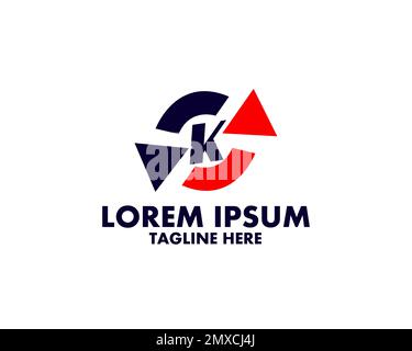 Symbol Logo Initialen Buchstabe K mit Konzept rotierendes oder Spin Logo Design Concept Template Stock Vektor
