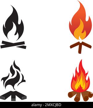 Konstruktionsvorlage für Vektordarstellung des Lagerfeuer-Symbols. Stock Vektor