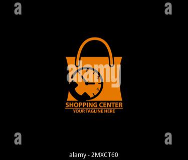 Shopping Time Logo, Vector Shopping Bag Time und Logo Design. Symbolvorlage für Business-Shop, das Konzept des Identitätssymbols - Vektor Stock Vektor