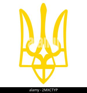 Ukrainisches Dreizack-Länderlogo, Trick auf weißem Hintergrund, Regierungssymbol der Ukraine. Vektordarstellung Stock Vektor