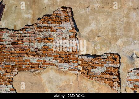 Alte Betonpflastersteine Wandtextur urbaner Hintergrund. Stockfoto
