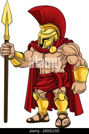 Spartanischer Krieger Roman Gladiator oder Trojaner Cartoon Stock Vektor