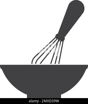 Schneebesen und Schüsseln Symbol Vektordarstellung Designvorlage, Hintergrund. Stock Vektor