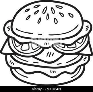 Handgezeichnete Darstellung von Hamburgern im Doodle-Stil, isoliert im Hintergrund Stock Vektor