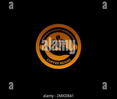 Vector Vintage Coffee Shop Logo-Design isoliert. Vorlage für Labels im Coffee Store. Von Hand gezeichnete Silhouette der Kaffeebohne. Kaffeesamen einfach ic Stock Vektor