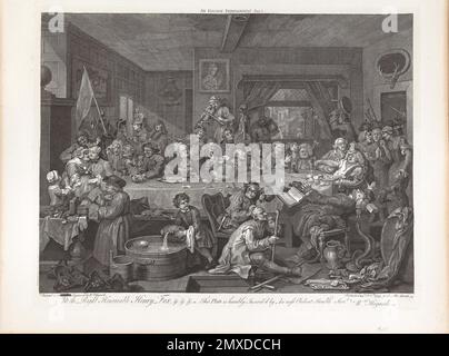 Vier Abdrücke von einer Wahl: An Election Entertainment, Plate I Museum: PRIVATE SAMMLUNG. Autor: WILLIAM HOGARTH. Stockfoto