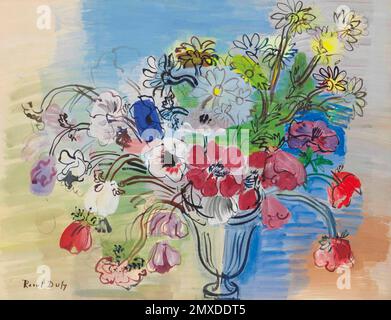 Strauß von Anemonen und Gänseblümchen. Museum: PRIVATE SAMMLUNG. Autor: RAOUL DUFY. Stockfoto