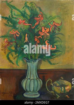 Vase de Fleurs et Théière. Museum: PRIVATE SAMMLUNG. Autor: SUZANNE VALADON. Stockfoto