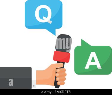 Symbol für Fragen und Antworten im flachen Stil. Q und Eine Hilfsvektordarstellung auf isoliertem Hintergrund. Interview signieren Geschäftskonzept. Stock Vektor