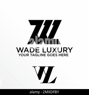 Eindeutige Buchstaben- oder Wort-WL-Schriftart in geneigtem Bild Grafiksymbol Logo-Design abstraktes Konzept Vektorsymbol in Verbindung mit Initialen oder Monogrammen. Stock Vektor