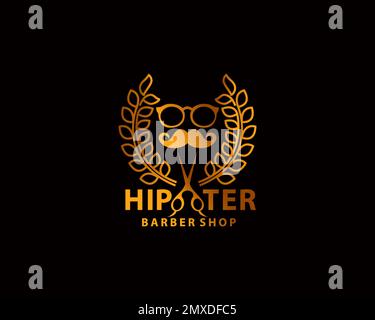 Barbershop einfaches minimalistisches Logo mit eleganter Verzierung. Logo des Friseurshops Vector Stock Vektor