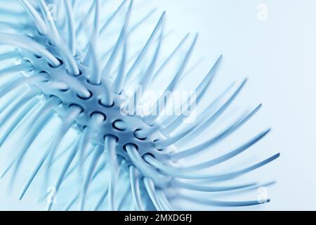 3D Rendering abstrakt rund fraktal, Portal mit Spitzen . Runde Spirale auf Licht isoliert Hintergrund Stockfoto